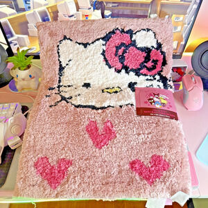 Hello Kitty Bath Rug 21x31 Wink Heart Soft Plush Valentine Face 2025 Sanrio Pink